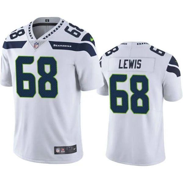 Men Seattle Seahawks #68 Damien Lewis Nike White Vapor Limited NFL Jersey->seattle seahawks->NFL Jersey
